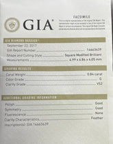 14k White Gold .87ct G VS2 Princess Cut/.65ct F VS2 Round Diamond Engagement Ring Certified By GIA # 14663639